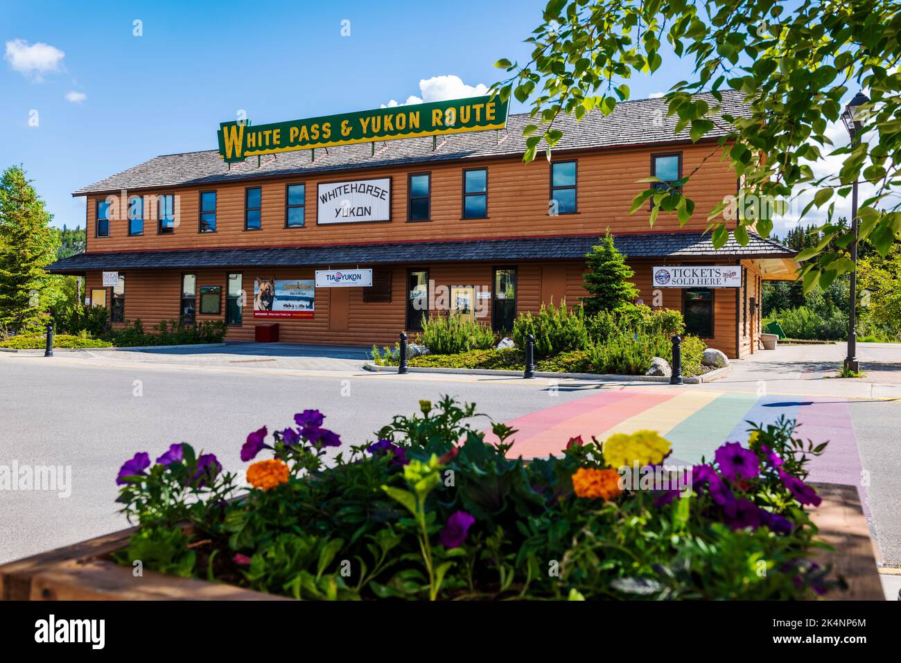 White Pass & Yukon Route; historischer Bahnhof; Downtown Whitehorse; Hauptstadt der Yukon Territories; Kanada Stockfoto