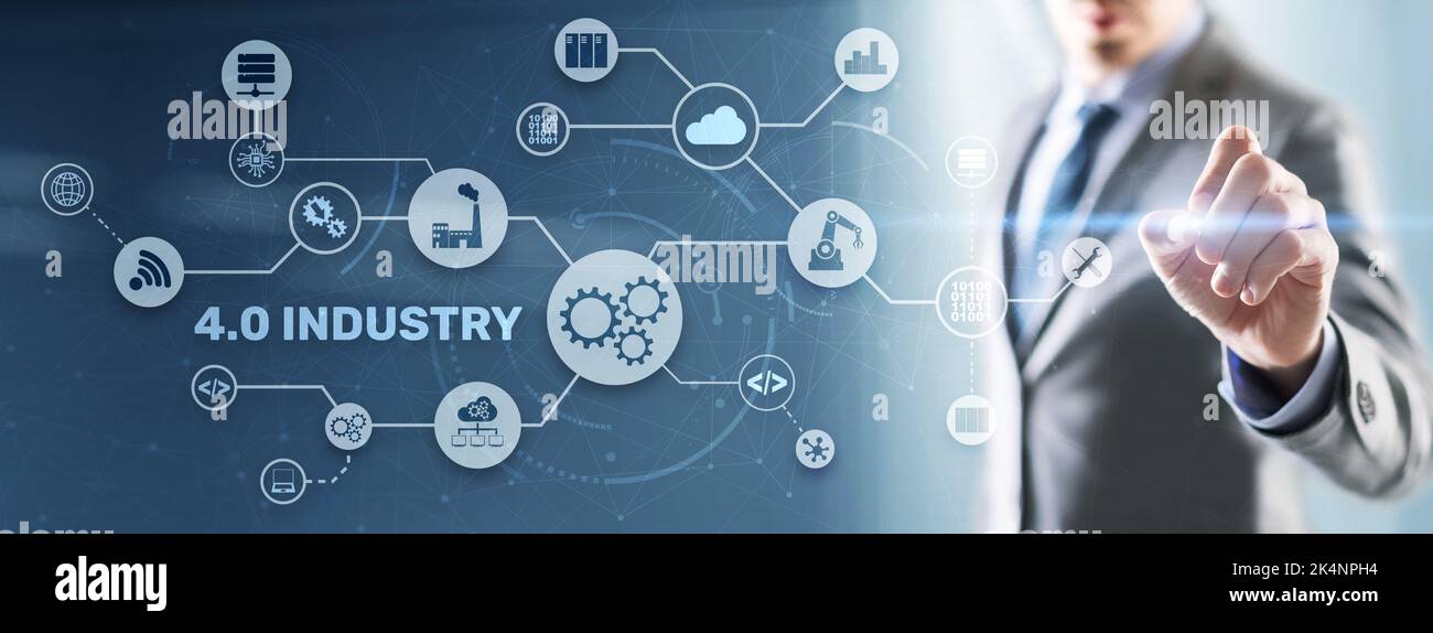 Industrie 4,0 - Die Vierte Industrielle Revolution. Business Technology-Konzept Stockfoto