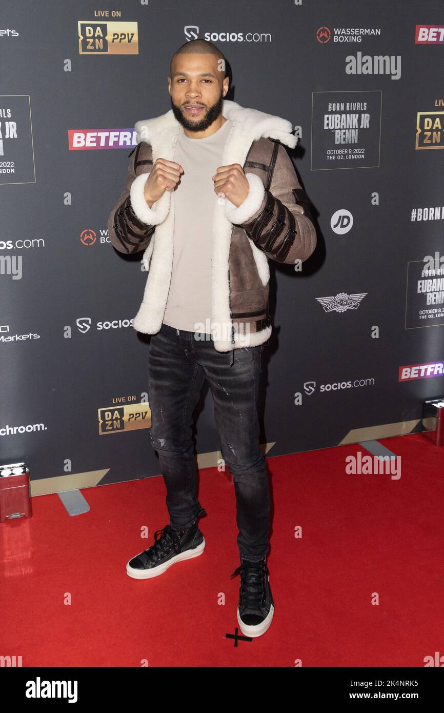London, Großbritannien. 03. Oktober 2022. Chris Eubank Jr besucht seine Matchroom und Wasserman Fight Week Launch Party in Outernet, London. (Foto: Phil Lewis/SOPA Images/Sipa USA) Quelle: SIPA USA/Alamy Live News Stockfoto