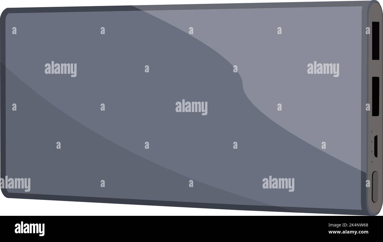 Schwarze Powerbank, Illustration, Vektor auf weißem Hintergrund. Stock Vektor