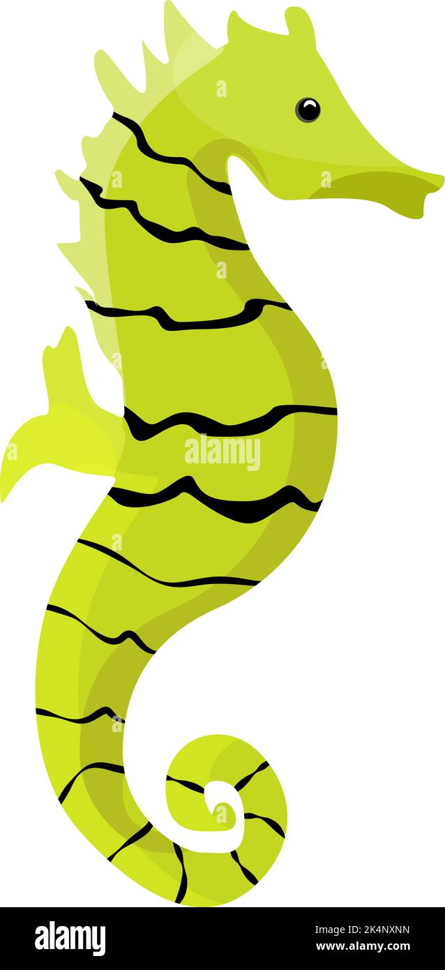Grünes Seepferd, Illustration, Vektor auf weißem Hintergrund. Stock Vektor