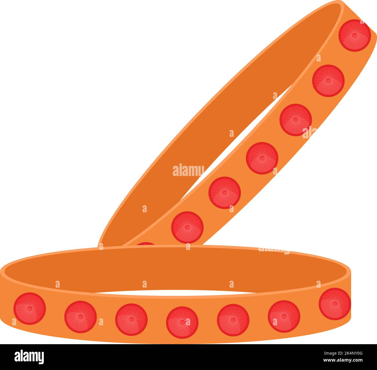 Goldene Eheringe mit roten Steinen, Illustration, Vektor auf weißem Hintergrund. Stock Vektor