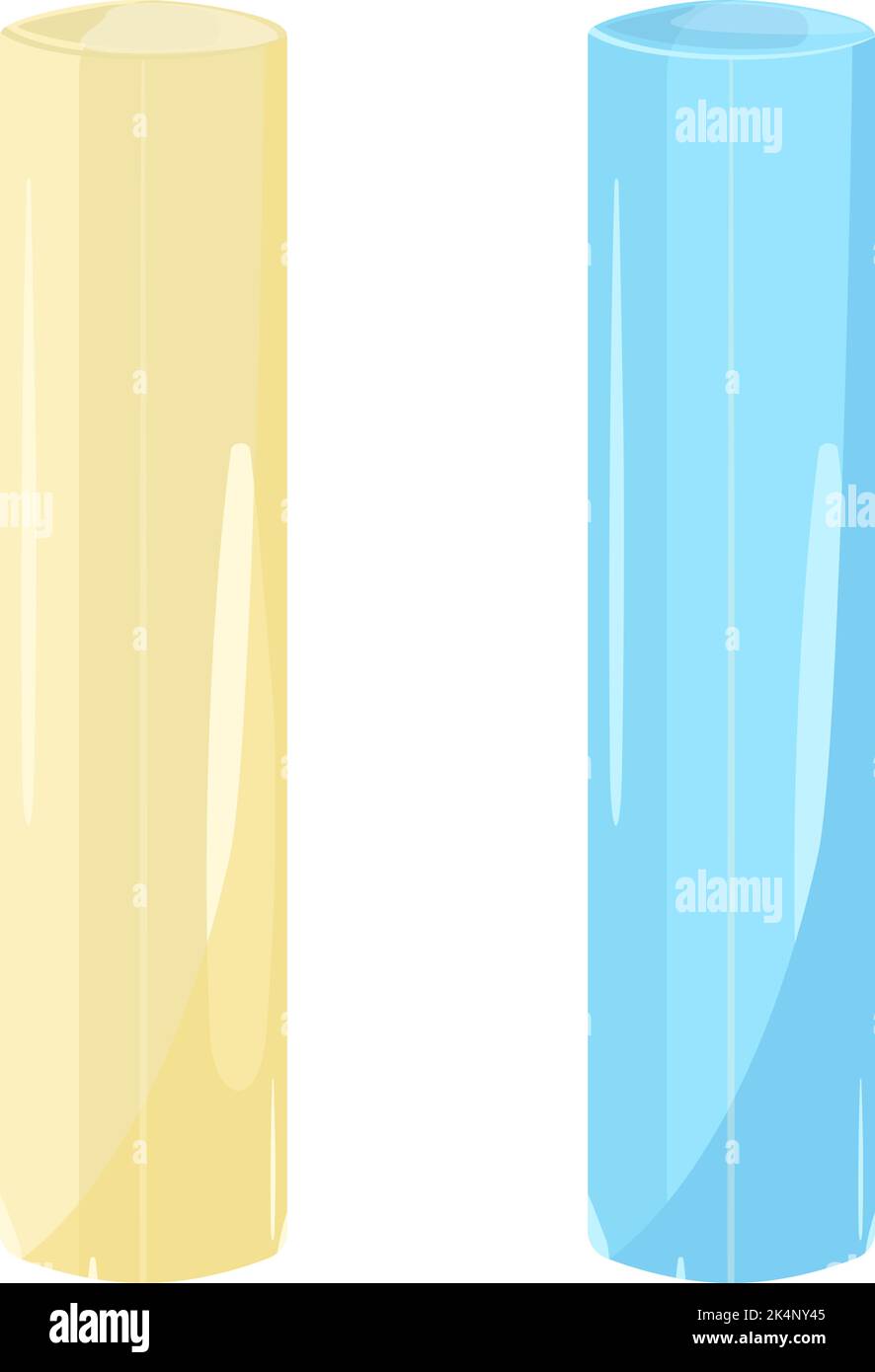 Gelbe und blaue Kreide, Illustration, Vektor auf weißem Hintergrund. Stock Vektor