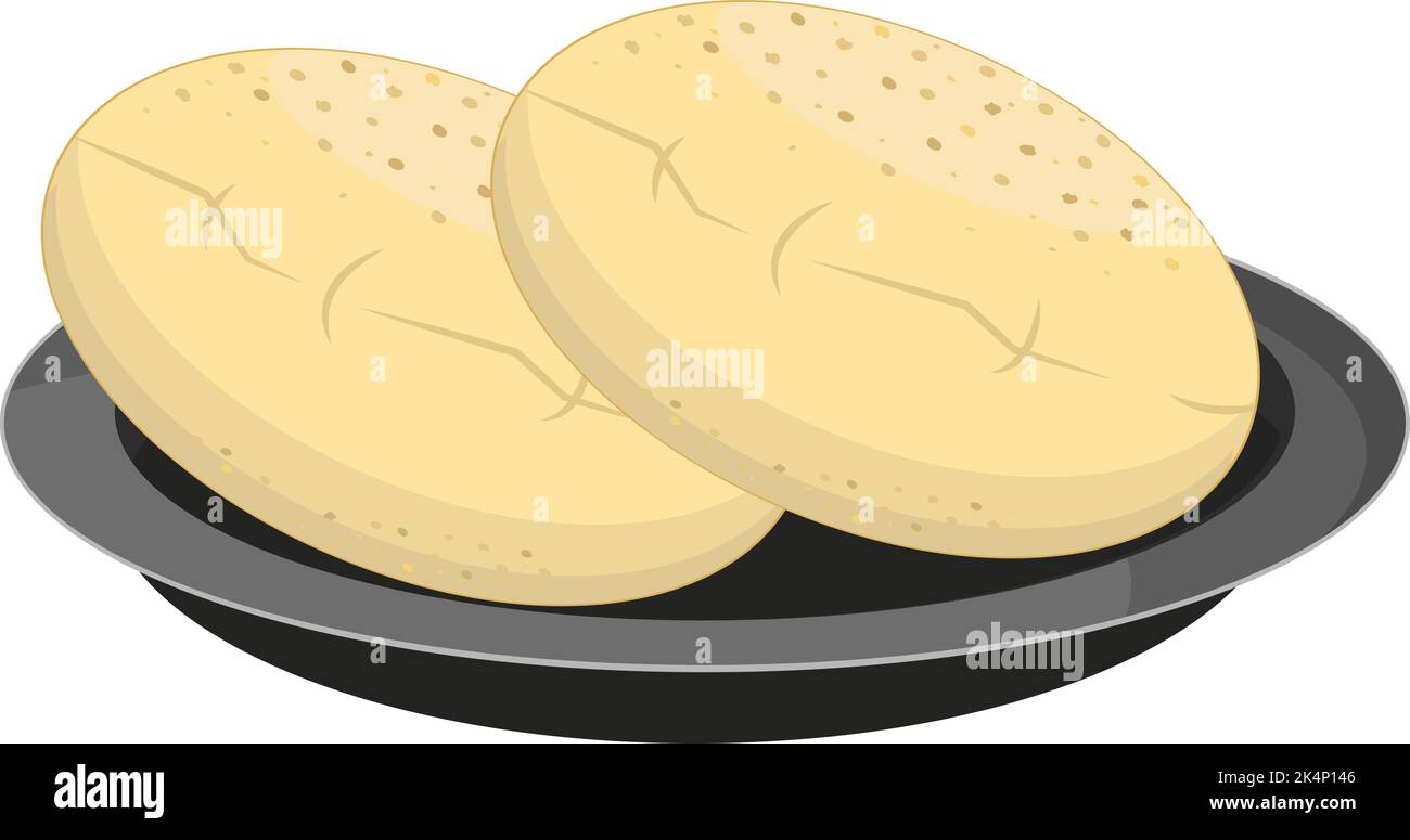 Roti auf Platte, Illustration, Vektor auf weißem Hintergrund. Stock Vektor