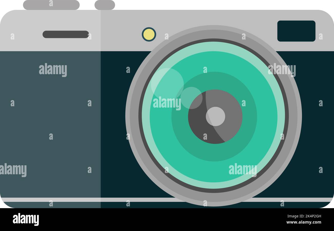 Fotokamera, Illustration, Vektor auf weißem Hintergrund. Stock Vektor