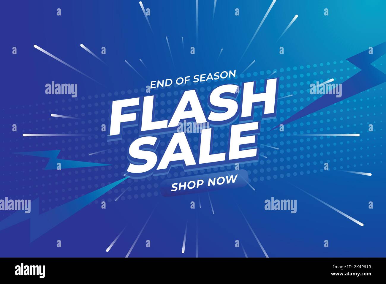 Flash Sale Shopping Poster oder Banner mit Flash-Symbol und 3D Text auf blauem Hintergrund. Design der Flash Sales-Banner-Vorlage für soziale Medien und Websites Stock Vektor