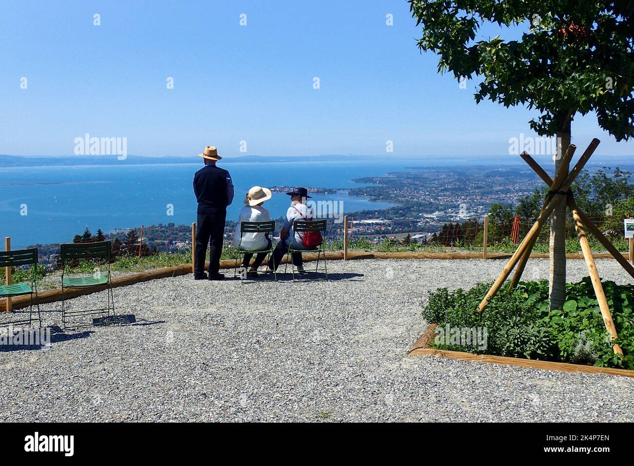 Bodensee, Österreich - 16. August 2018: Landschaft und Blick auf den Bodensee Stockfoto
