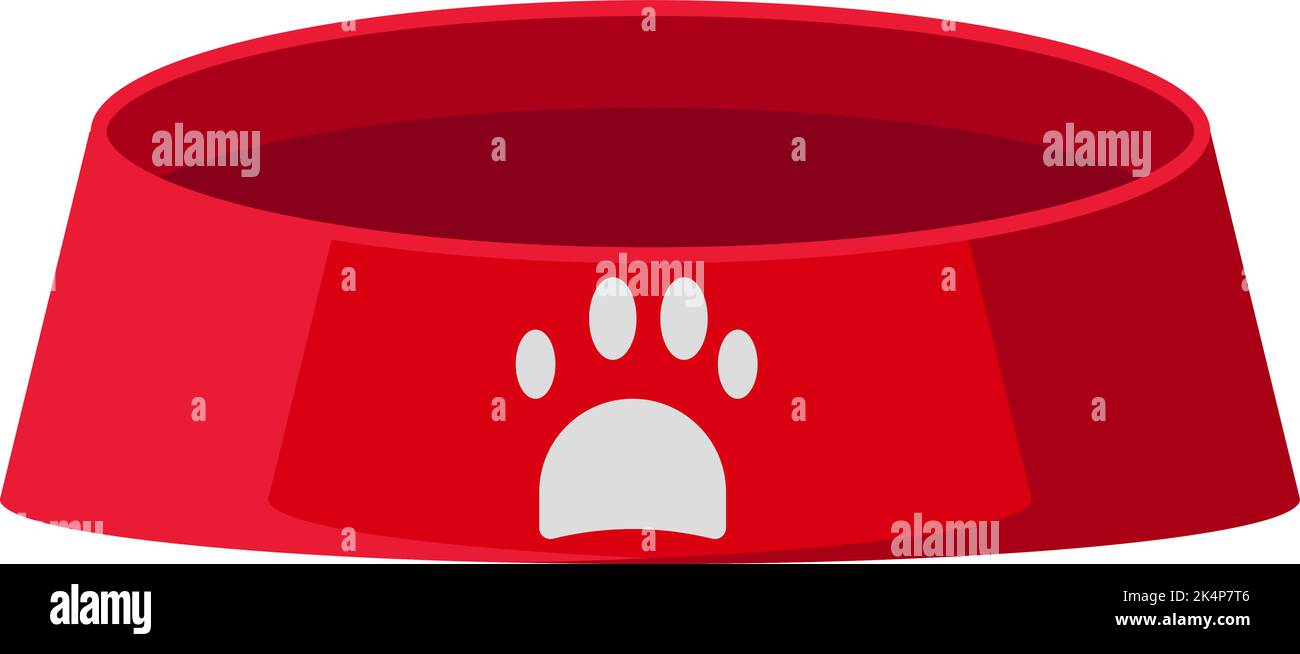 Rote Hundefutterschale, Illustration, Vektor auf weißem Hintergrund. Stock Vektor