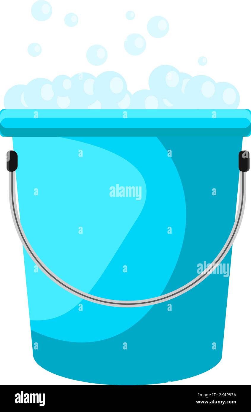 Blauer Seifeneimer, Illustration, Vektor auf weißem Hintergrund. Stock Vektor