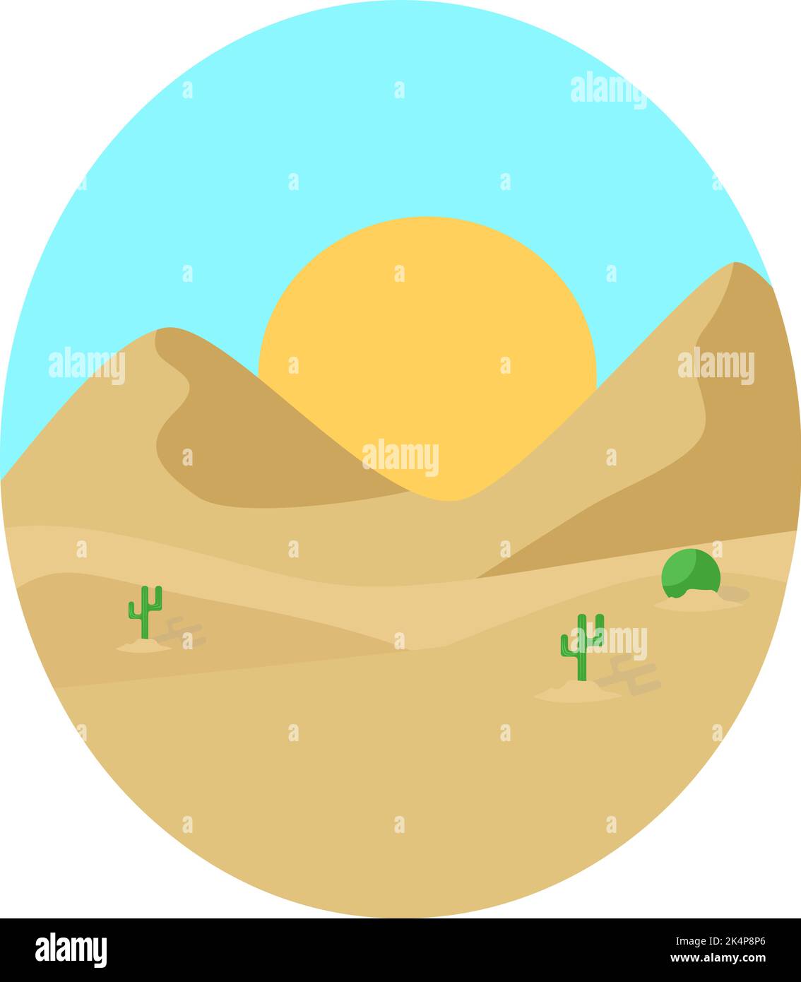 Sahara-Wüste, Illustration, Vektor auf weißem Hintergrund. Stock Vektor