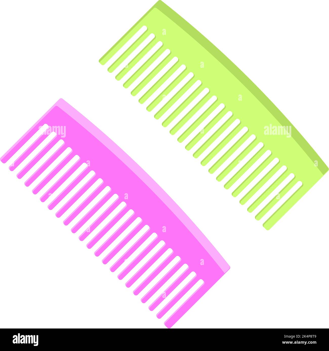 Lila und grüne Haarkämme, Illustration, Vektor auf weißem Hintergrund. Stock Vektor