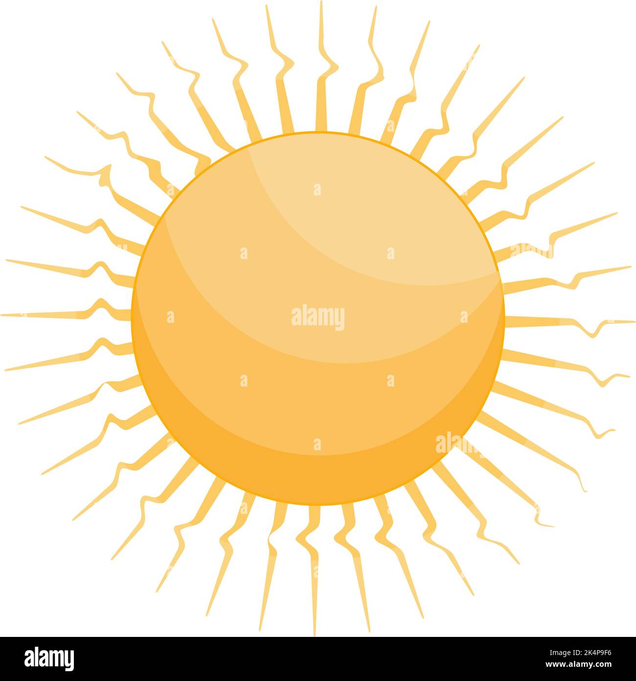 Strahlende Sonne, Illustration, Vektor auf weißem Hintergrund. Stock Vektor
