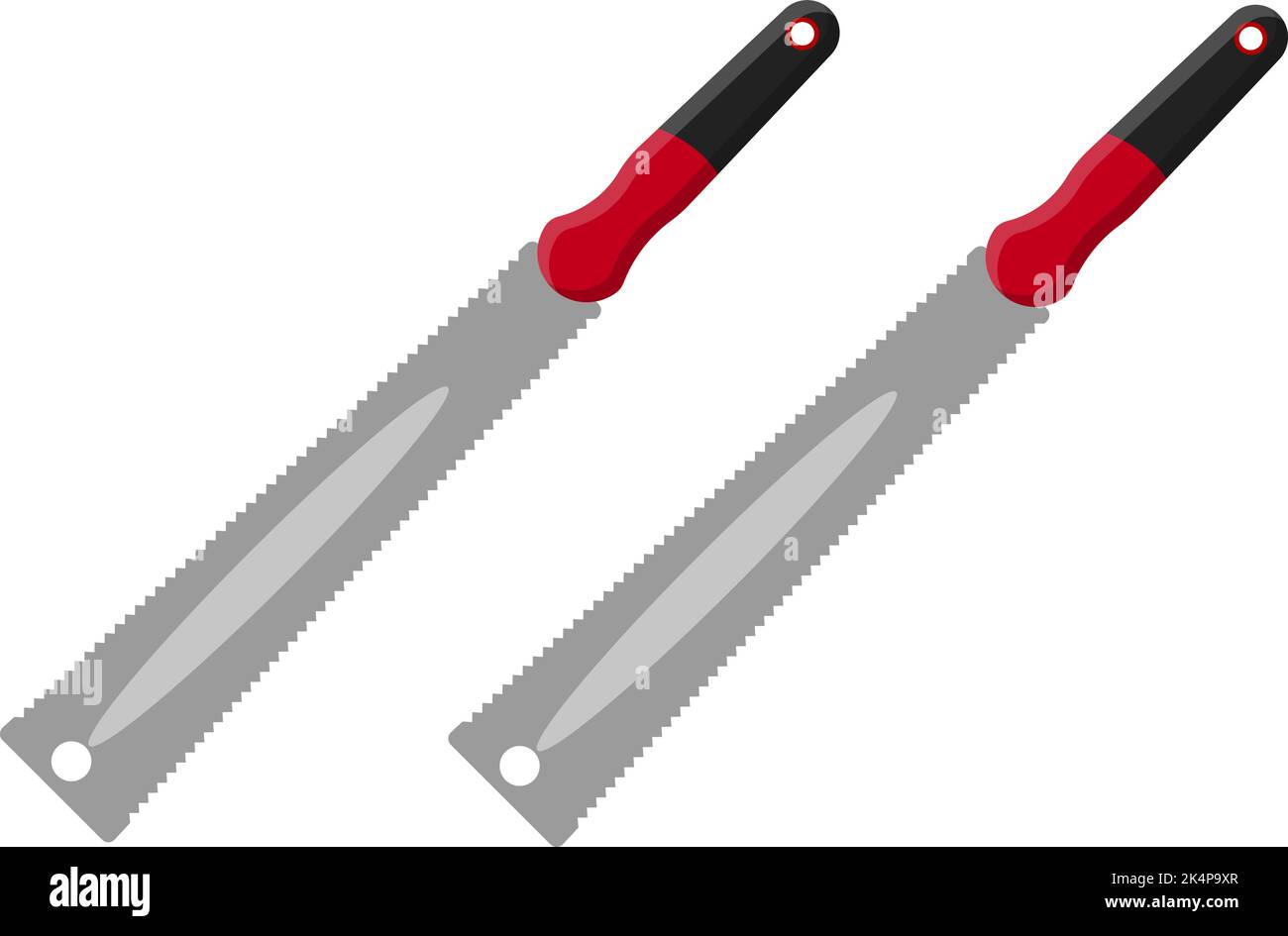 Doppelkanten-Handsäge, Illustration, Vektor auf weißem Hintergrund. Stock Vektor