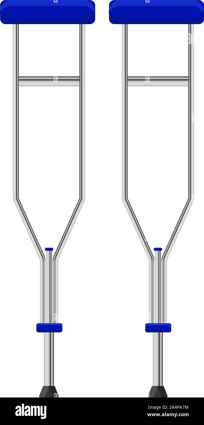 Blaue Metall-Krücken, Illustration, Vektor auf weißem Hintergrund. Stock Vektor