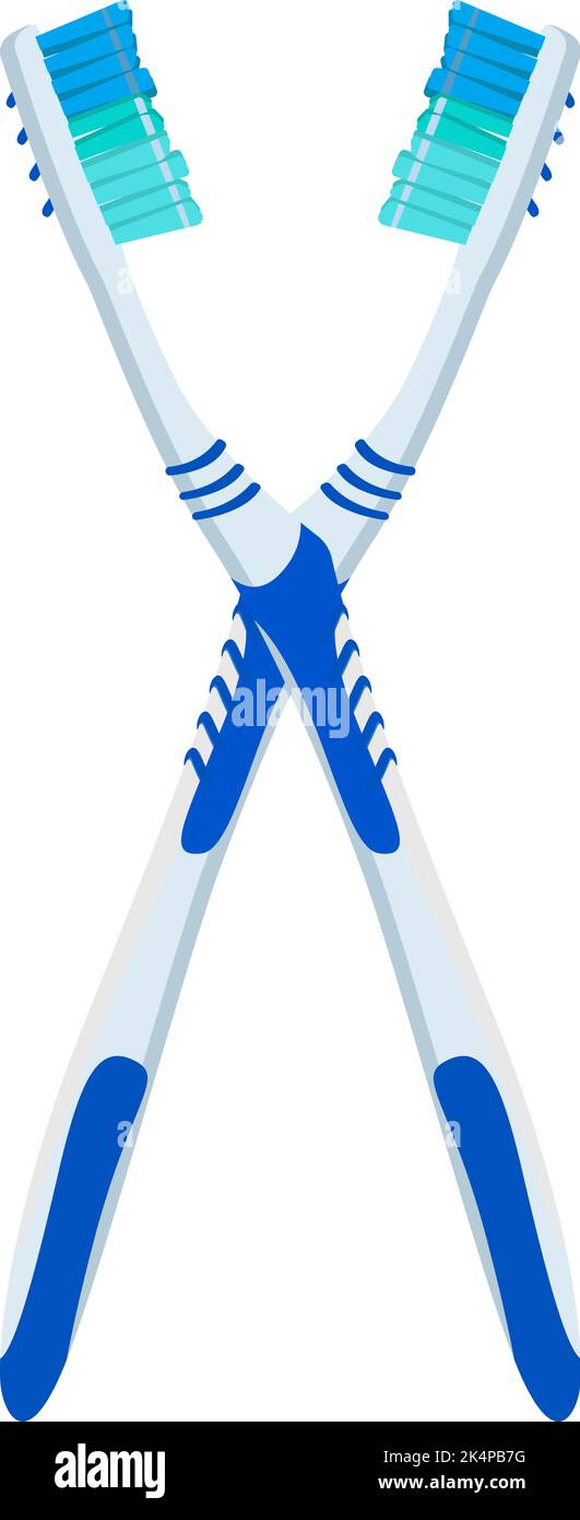 Zwei blaue Zahnbürsten, Illustration, Vektor auf weißem Hintergrund. Stock Vektor Zwei blaue Zahnbürsten, Illustration, Vektor auf weißem Hintergrund. Stock Vektor