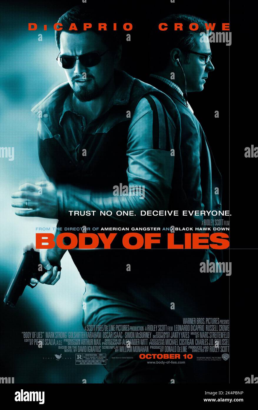 LEONARDO DICAPRIO, Russell Crowe, Plakat, Körper von Lügen, 2008 Stockfoto