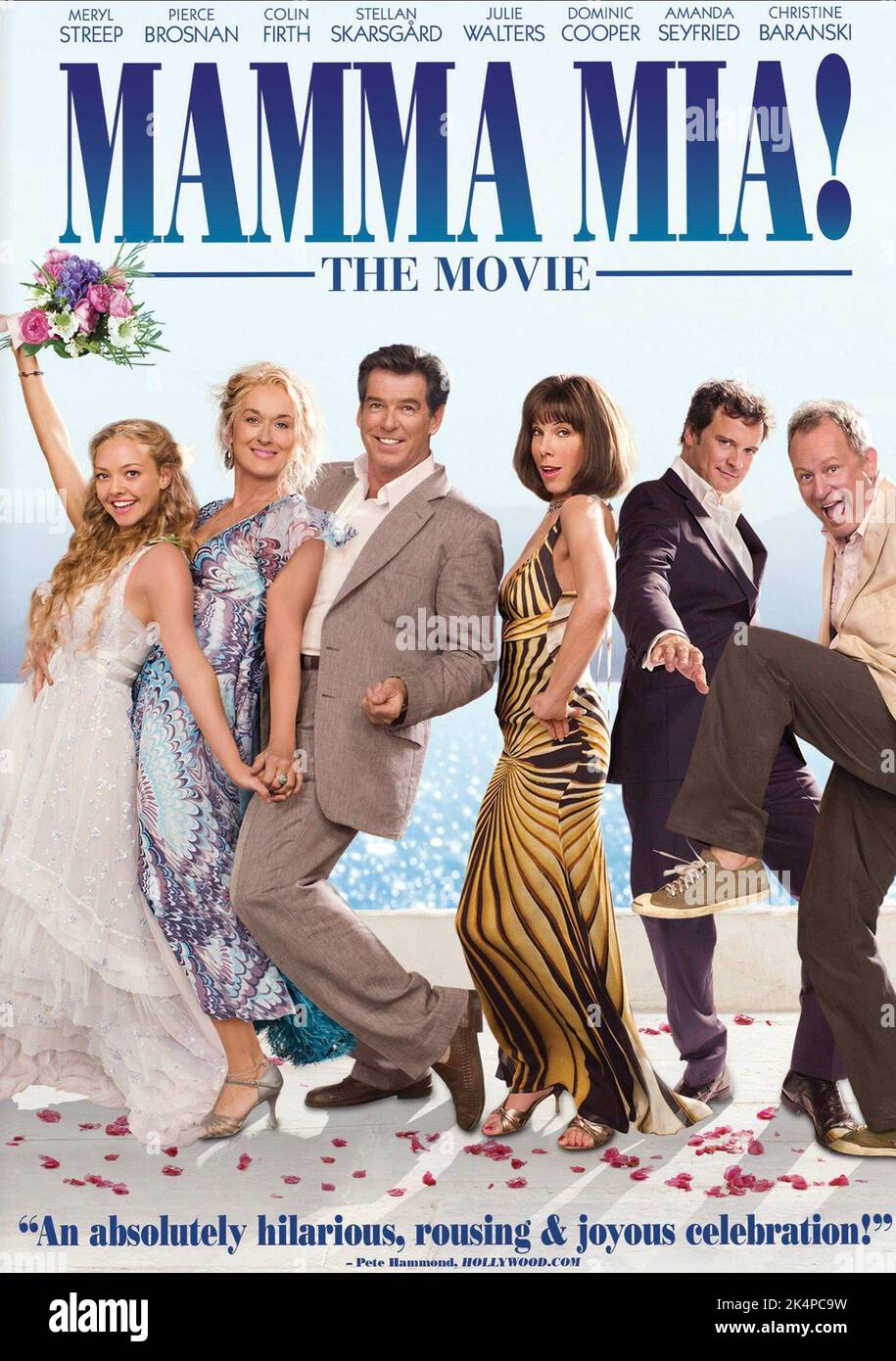 AMANDA SEYFRIED, Meryl Streep, Pierce Brosnan, CHRISTINE BARANSKI, Colin Firth, Stellan Skarsgard, Plakat, MAMMA MIA!, 2008 Stockfoto