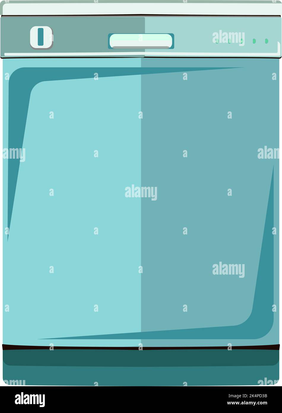 Blauer Geschirrspüler, Illustration, Vektor auf weißem Hintergrund. Stock Vektor