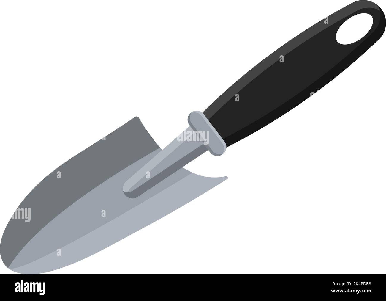 Trovel mit schwarzem Griff, Illustration, Vektor auf weißem Hintergrund. Stock Vektor