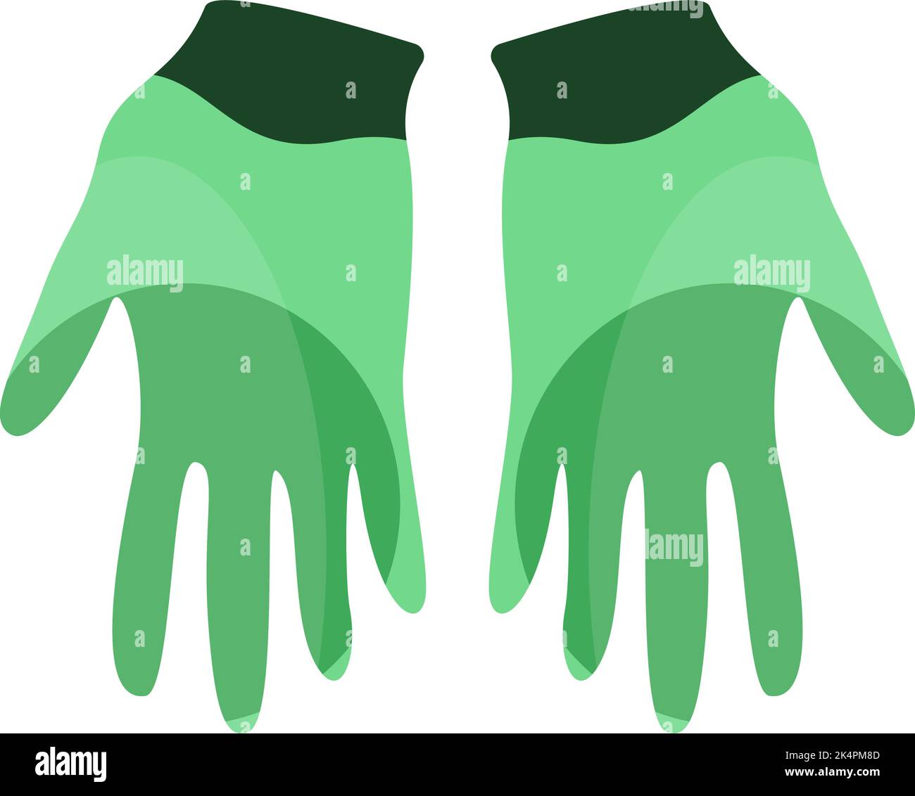 Grüne Gartenhandschuhe, Illustration, Vektor auf weißem Hintergrund. Stock Vektor