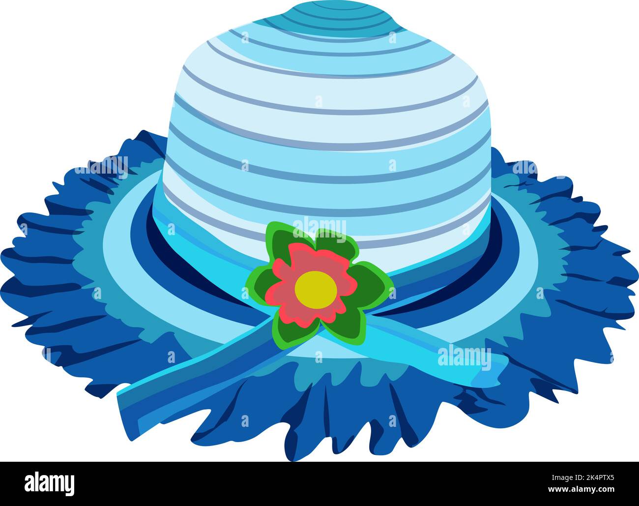 Blauer Mädchenhut, Illustration, Vektor auf weißem Hintergrund. Stock Vektor