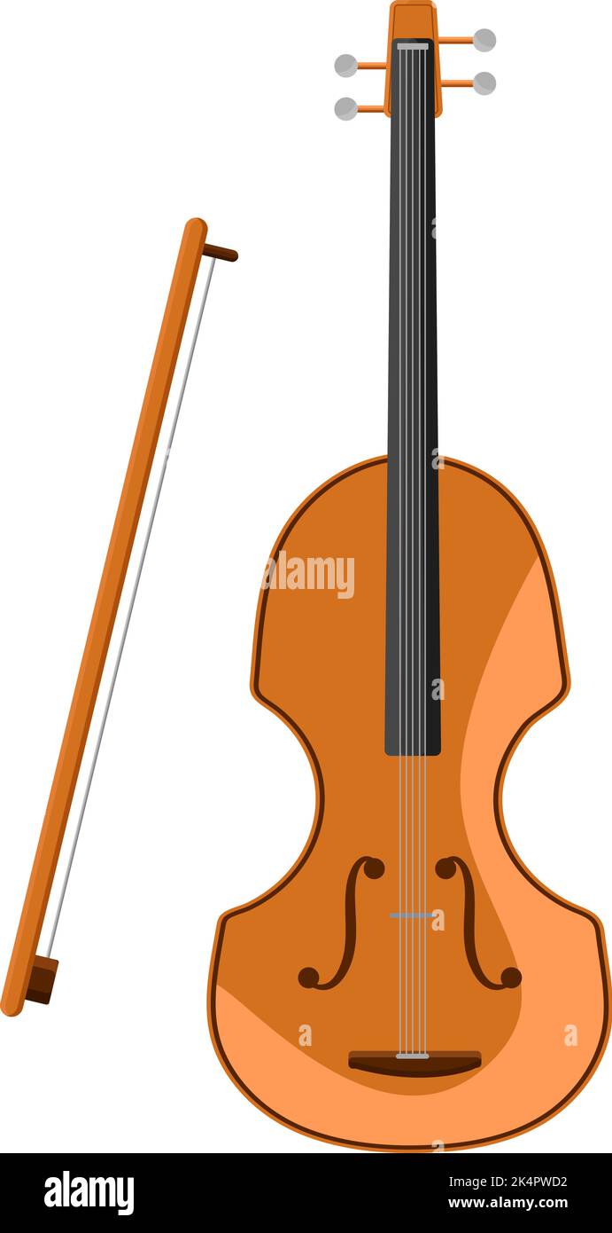 Violininstrument, Illustration, Vektor auf weißem Hintergrund. Stock Vektor