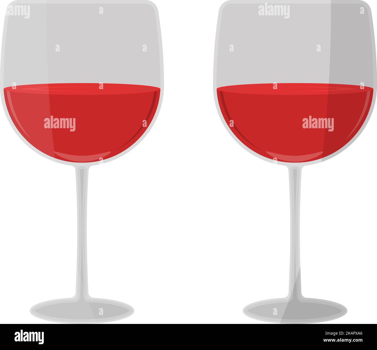 Zwei Gläser Wein, Illustration, Vektor auf weißem Hintergrund. Stock Vektor