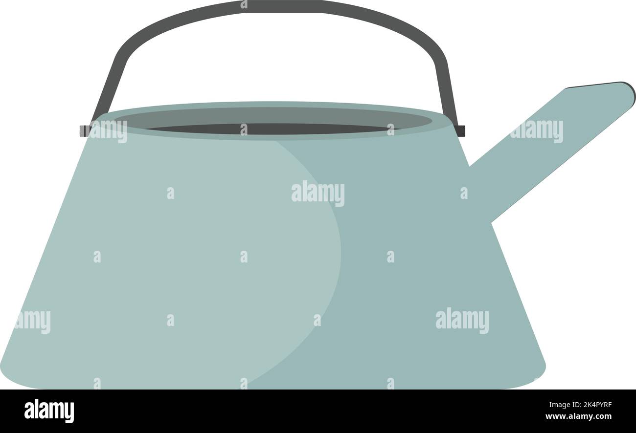 Blauer Teekocher, Illustration, Vektor auf weißem Hintergrund. Stock Vektor