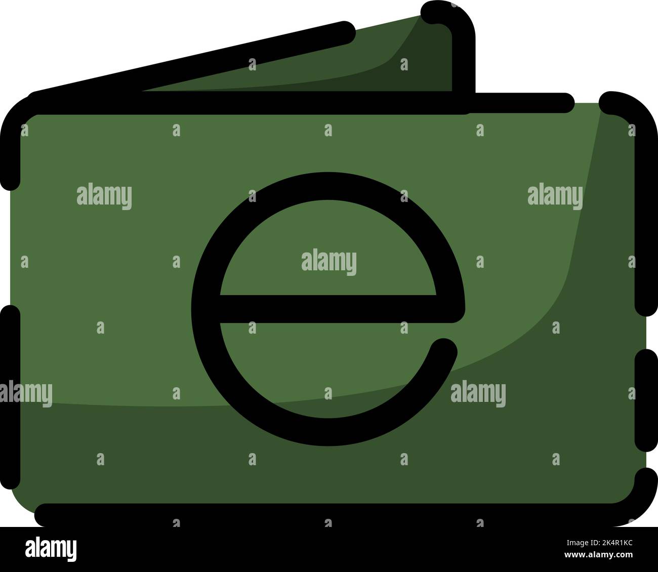 Green E Brieftasche , Illustration, Vektor auf weißem Hintergrund. Stock Vektor