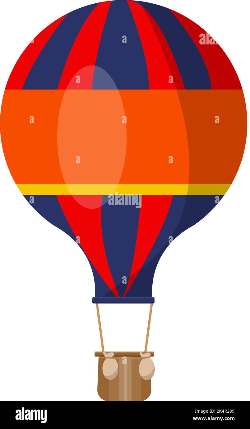 Blauer und roter Heißluftballon, Illustration, Vektor auf weißem Hintergrund. Stock Vektor