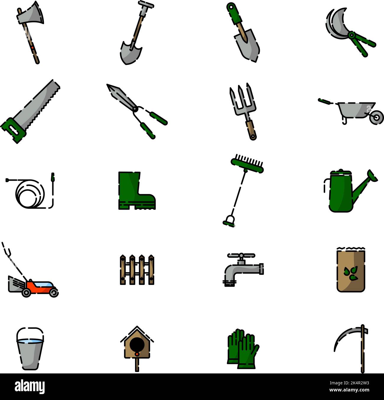 Gartenbau Landwirtschaft, Illustration, Vektor auf weißem Hintergrund. Stock Vektor