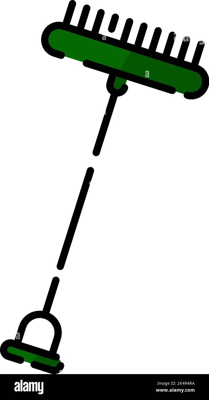 Gartenrechen, Illustration, Vektor auf weißem Hintergrund. Stock Vektor