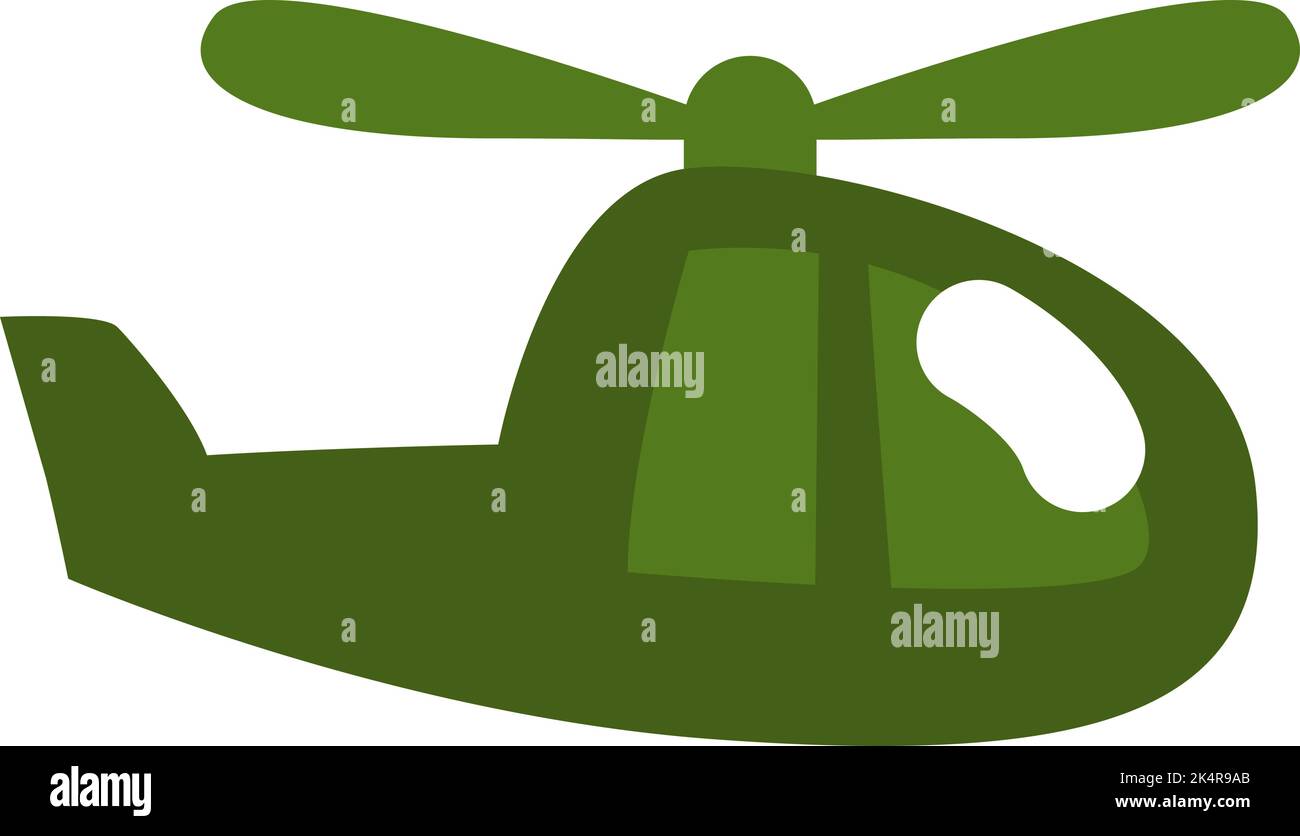 Militär grüner Hubschrauber, Illustration, Vektor auf weißem Hintergrund. Stock Vektor