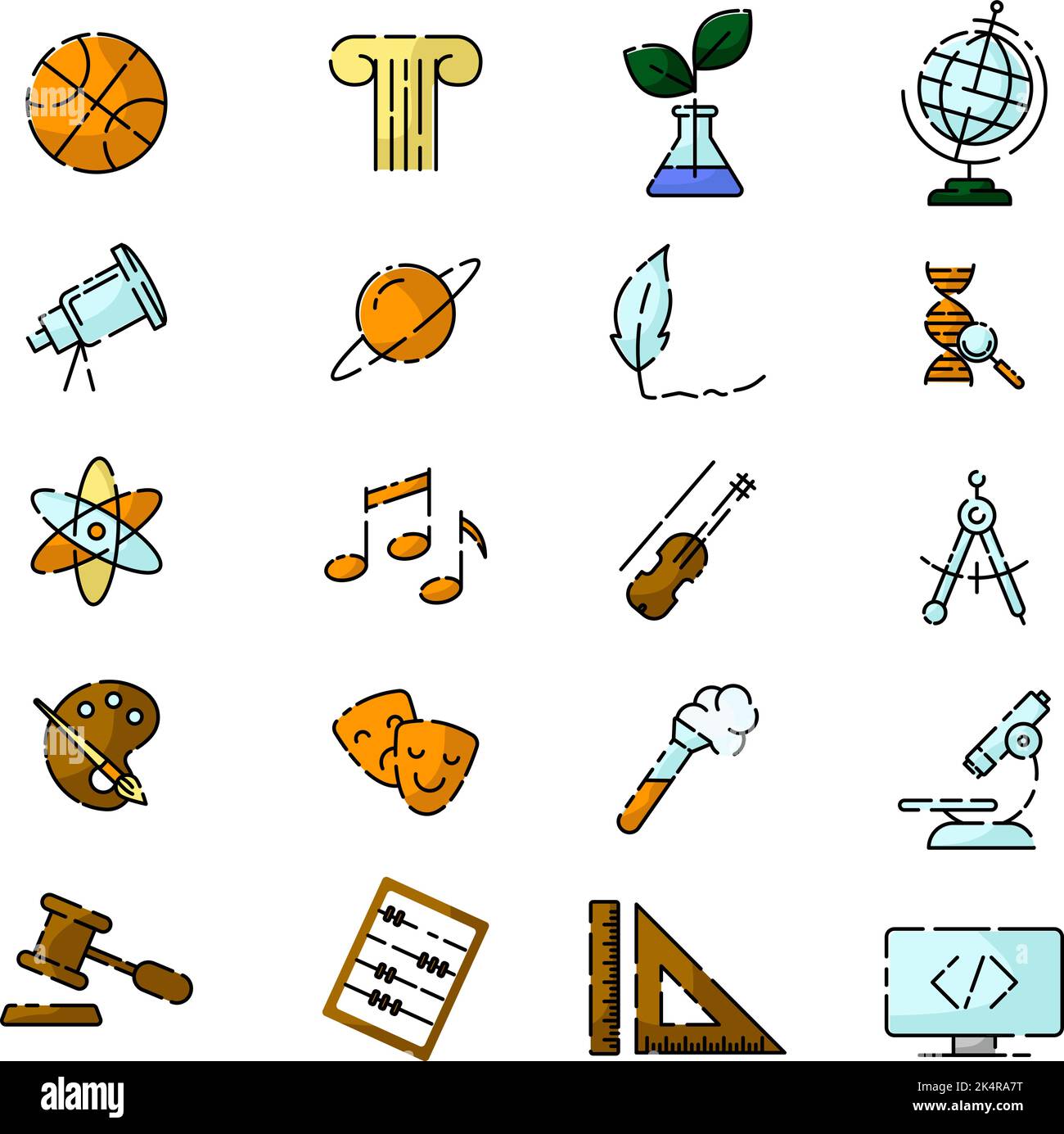 Schulfächer, Illustration, Vektor auf weißem Hintergrund. Stock Vektor