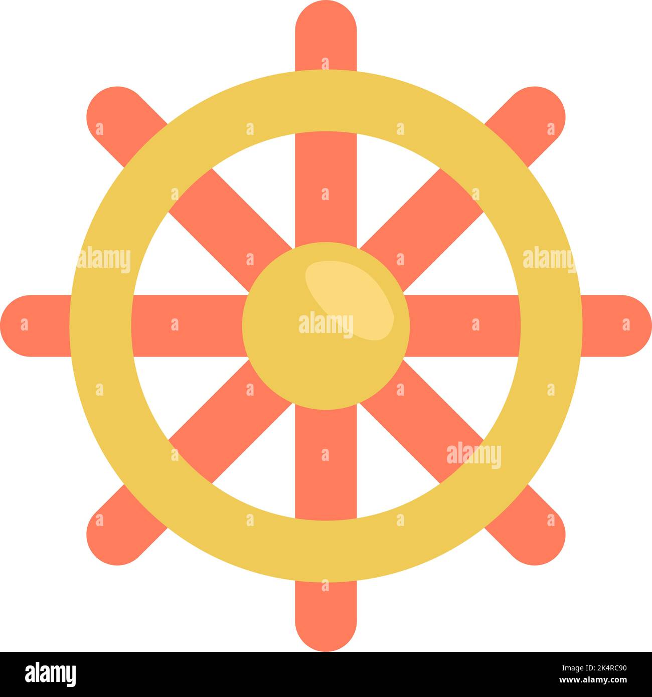 Ozeanschiff-Lenkrad, Illustration, Vektor auf weißem Hintergrund. Stock Vektor