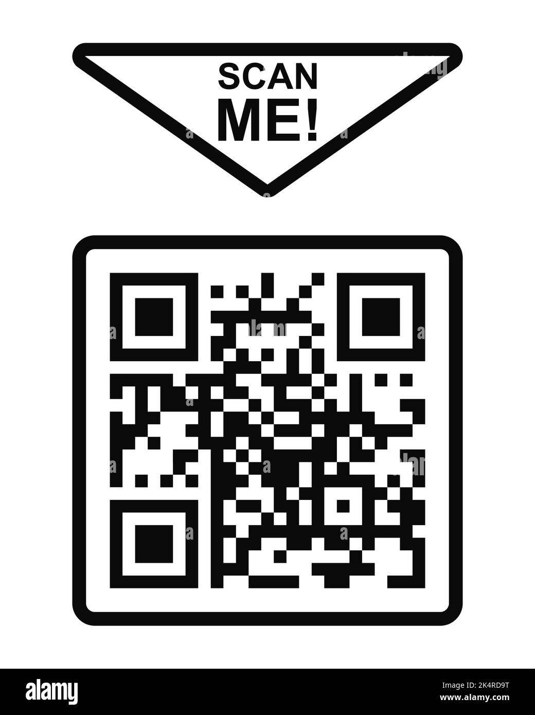 Symbol „Scannen“. QR-Code im quadratischen Rahmen. Vorlage für das Barcode-Raster der Schnellstartmatrix. Digitales Etikett mit elektronischen Informationen, die von der Handykamera lesbar sind. Vektorgrafik Stock Vektor