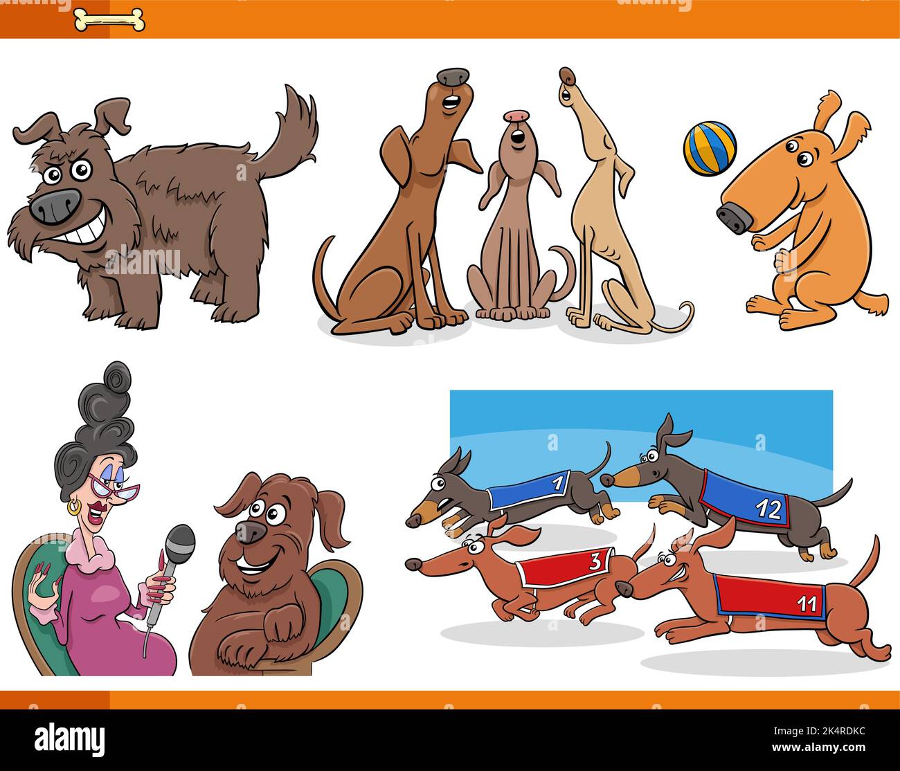 Cartoon-Illustration von Hunden und Welpen Comic-Tierfiguren gesetzt Stock Vektor