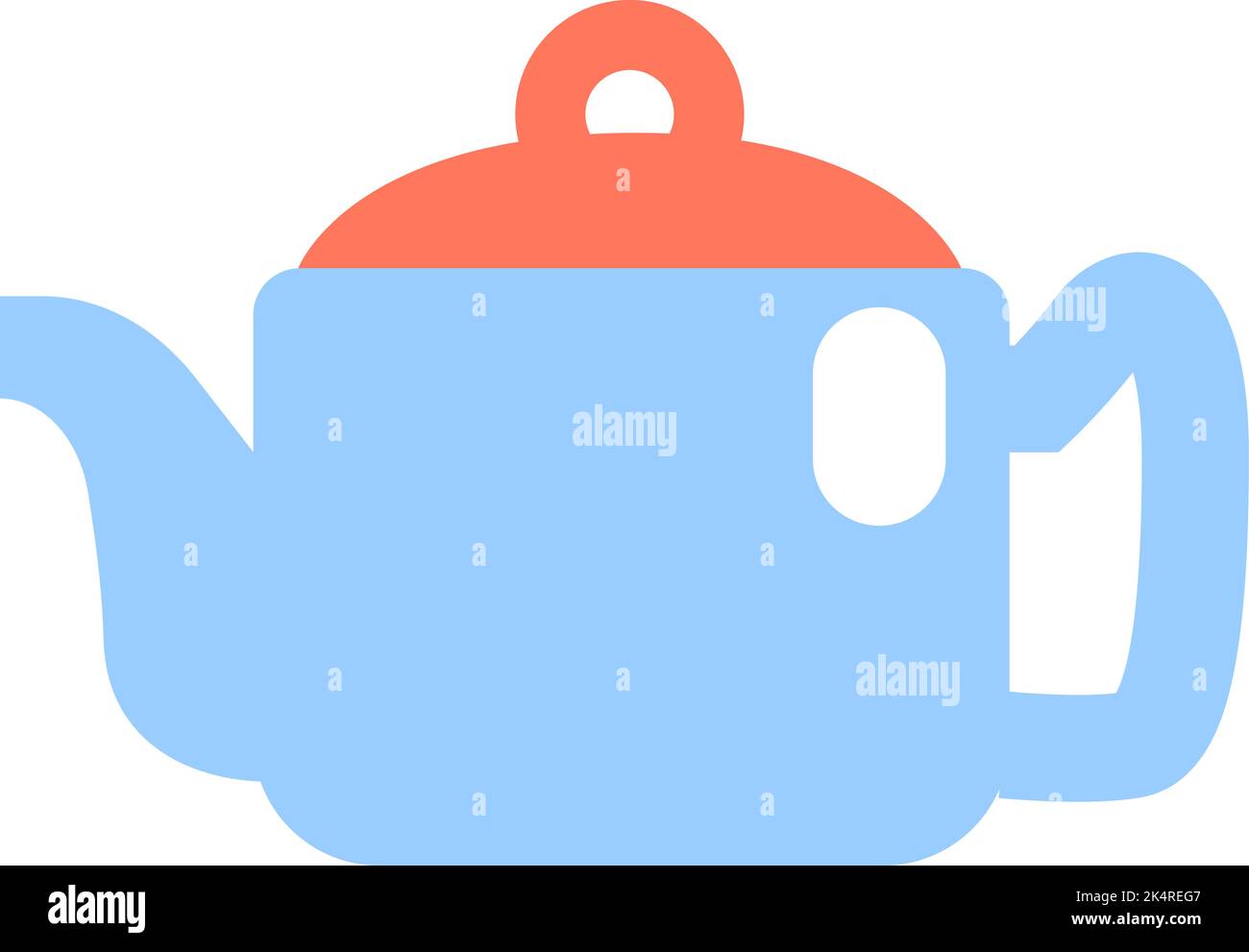 Blaue Teekane mit rotem Deckel, Illustration, Vektor auf weißem Hintergrund. Stock Vektor