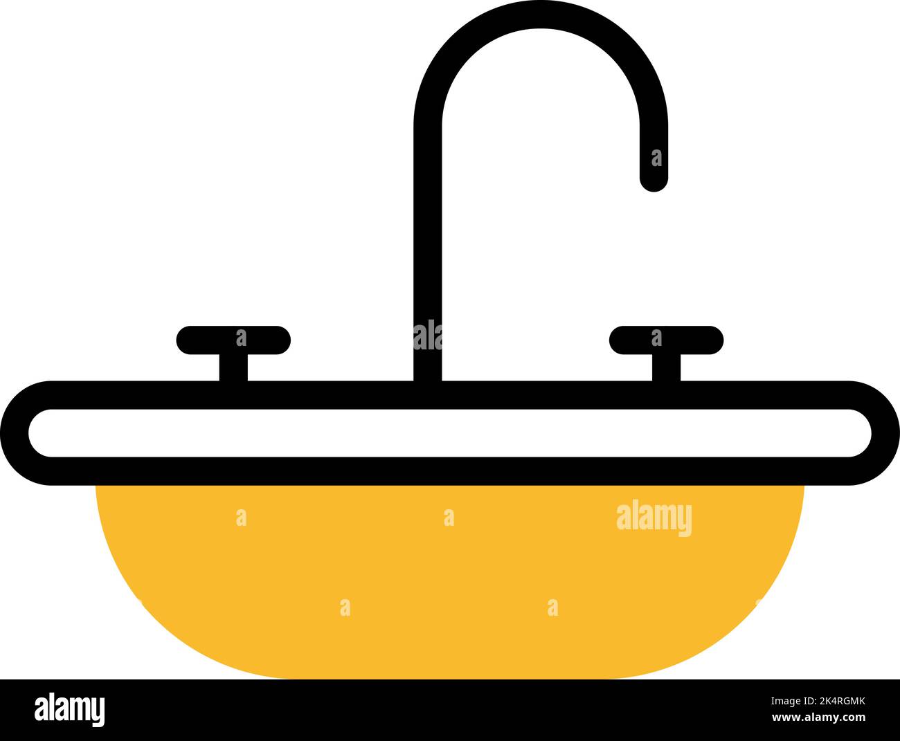Gelbes Waschbecken im Badezimmer, Illustration, Vektor auf weißem Hintergrund. Stock Vektor