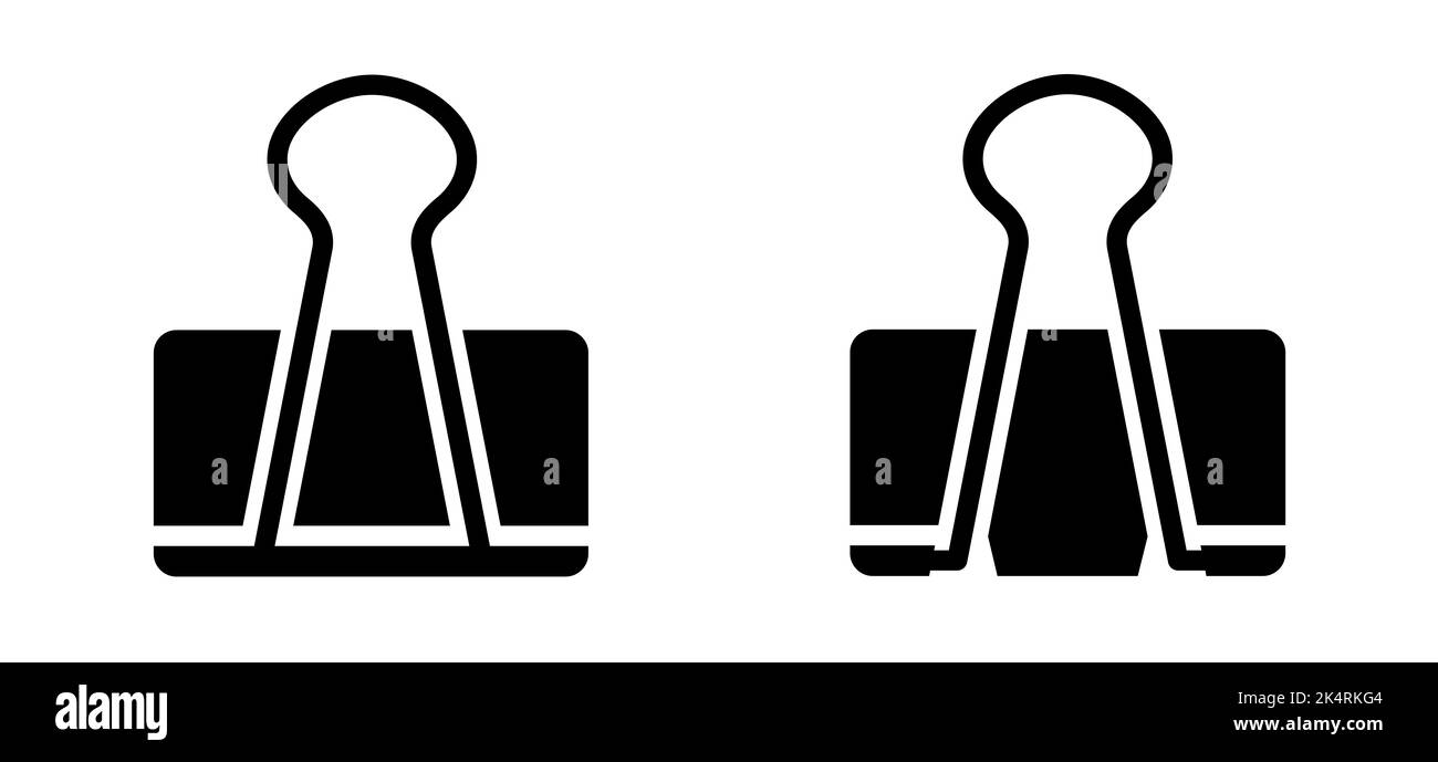 Metall-Büroklammern Ordner auf transparentem Hintergrund. Cartoon Zeichnung Büro Clip Binder Klemme. Angehängt, Dokument oder Datei anhängen. Vector Business oder s Stockfoto