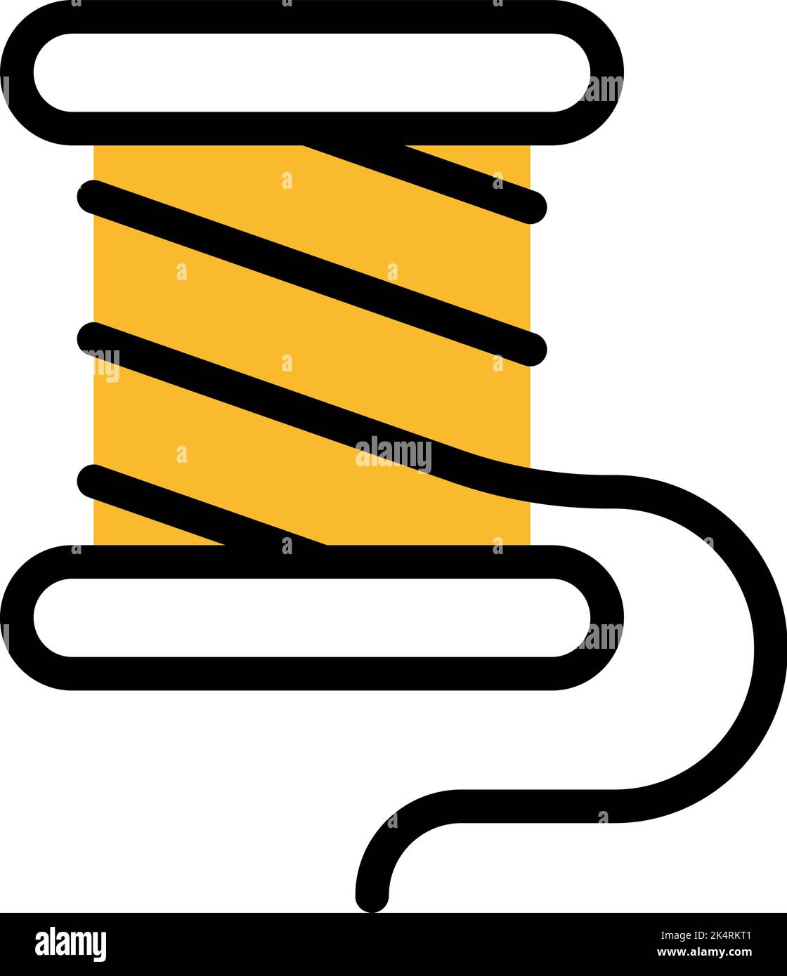 Gelber Stofffaden, Illustration, Vektor auf weißem Hintergrund. Stock Vektor