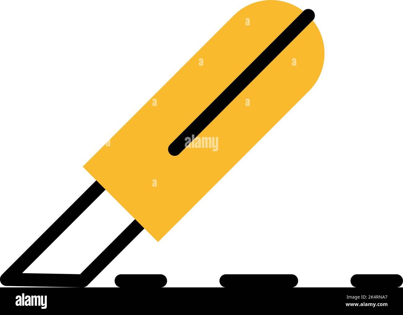 Schneiden von Stoff, Illustration, Vektor auf weißem Hintergrund. Stock Vektor