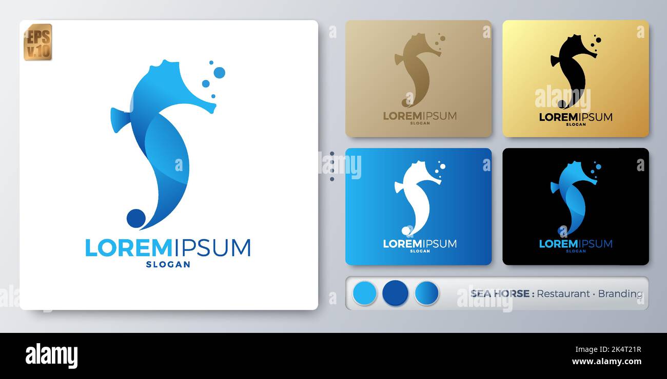 Seepferd Vektor Illustration Logo Design. Leerer Name für Insert Your Branding. Entwickelt mit Beispielen für alle Arten von Anwendungen. Sie können für verwenden Stock Vektor