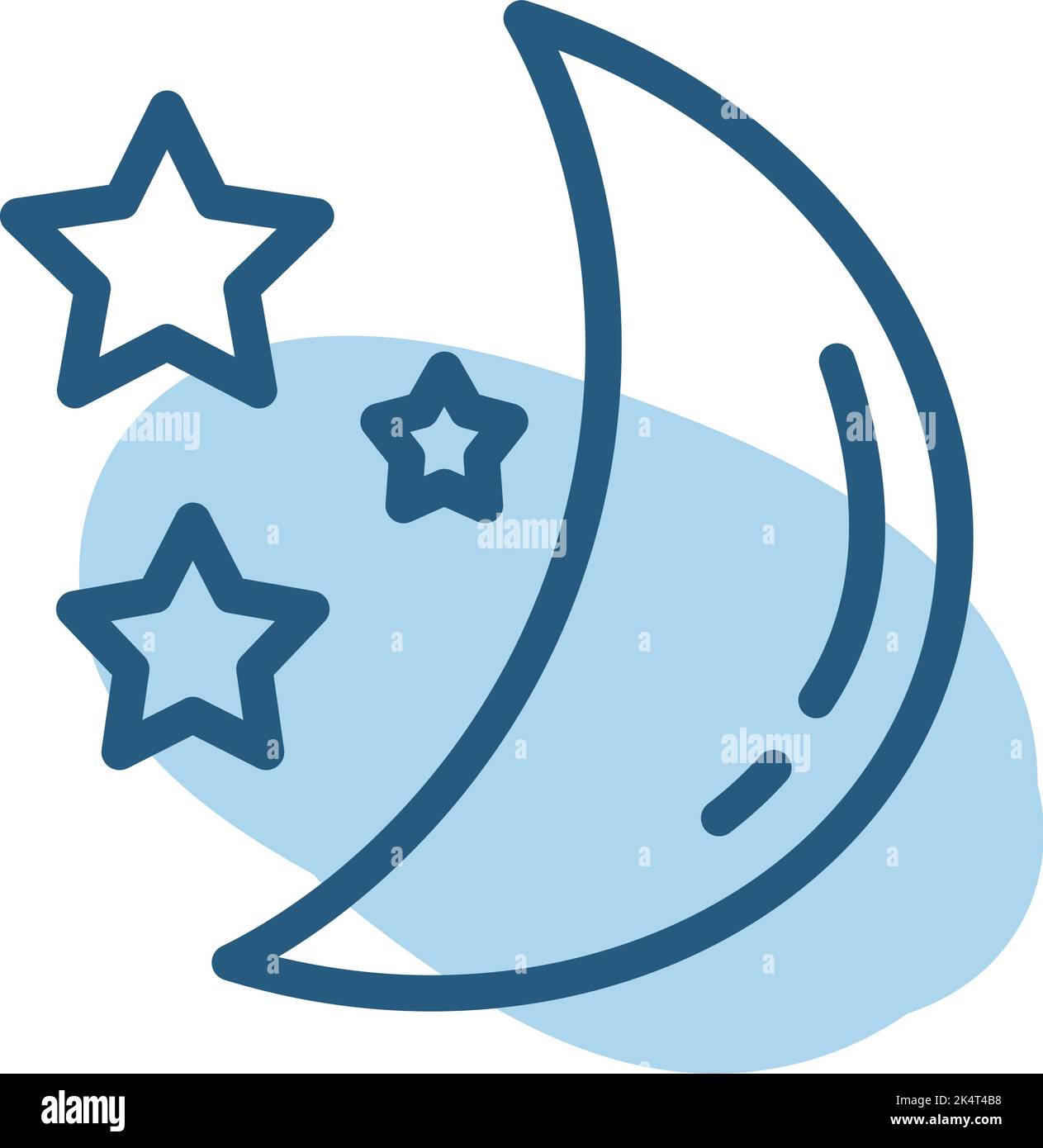 Mond mit Sternen, Illustration, Vektor auf weißem Hintergrund. Stock Vektor