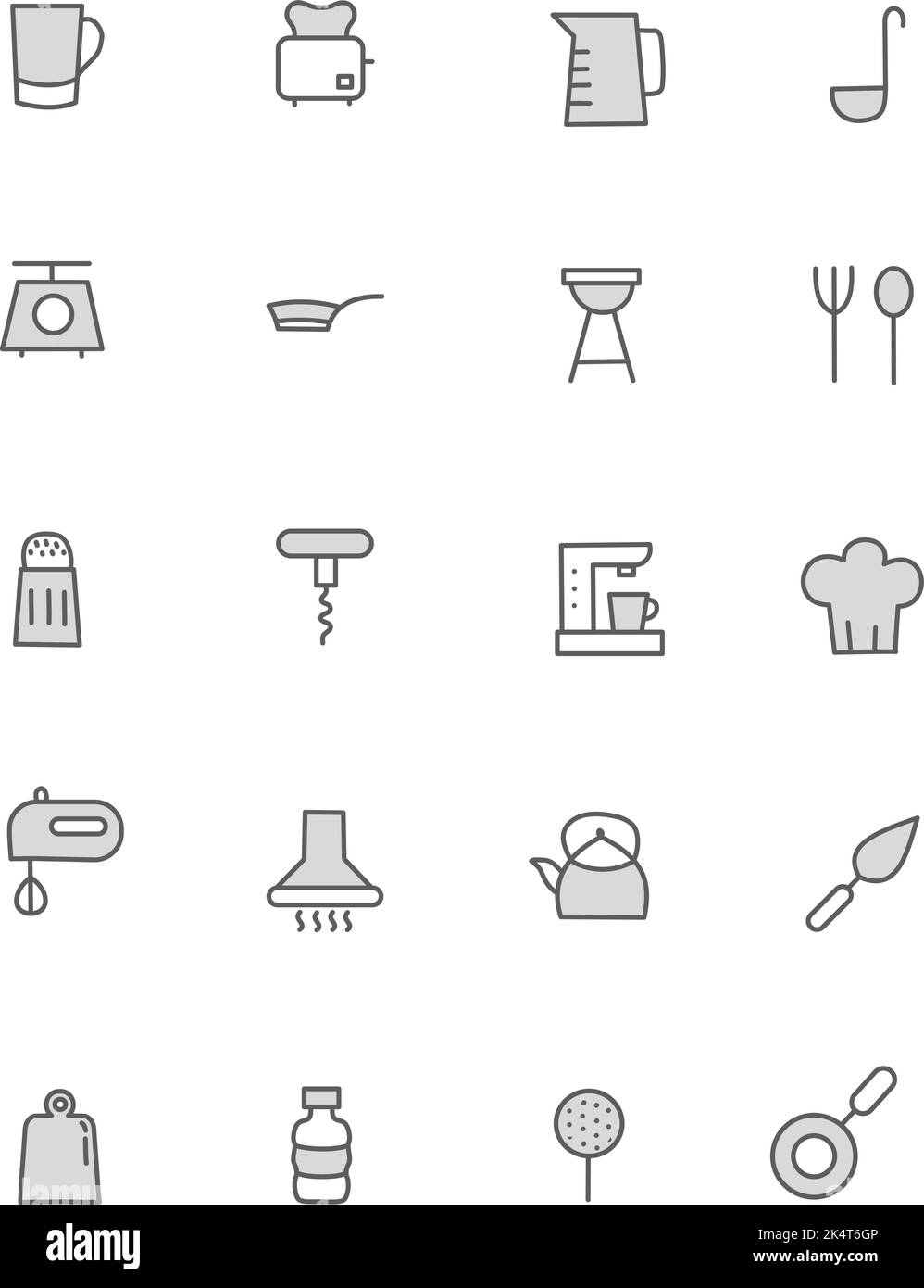 Küchengeräte, Illustration, Vektor auf weißem Hintergrund. Stock Vektor