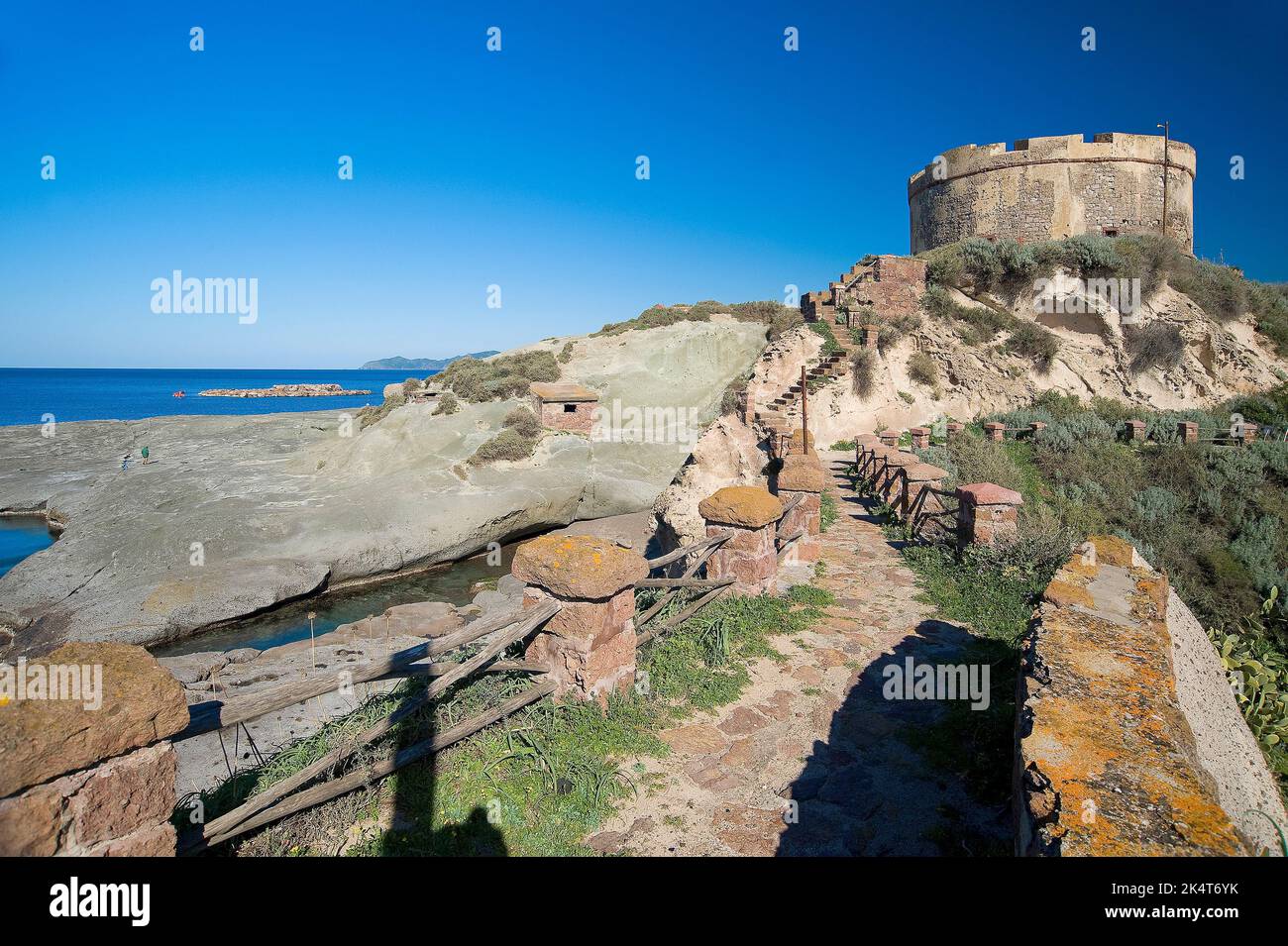 Bosa Marina Tower, Provincia Oristano, Sardinien, Italien Stockfoto