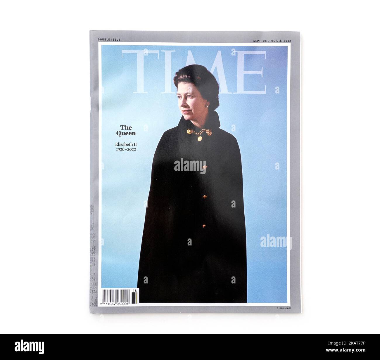 MUMBAI - SEP 25: Time Magazin mit Porträt der Königin Elizabeth II auf dem Cover, limitierte Auflage, am 25. September. 2022 in Indien Stockfoto