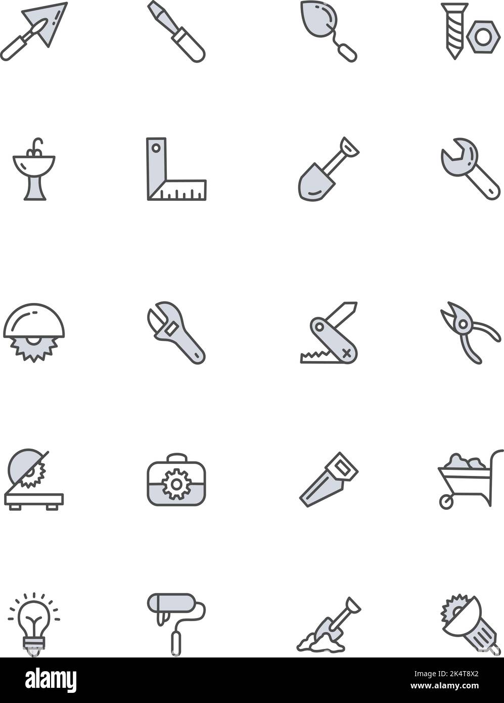 Konstruktion Icon Pack, Illustration, Vektor auf weißem Hintergrund. Stock Vektor