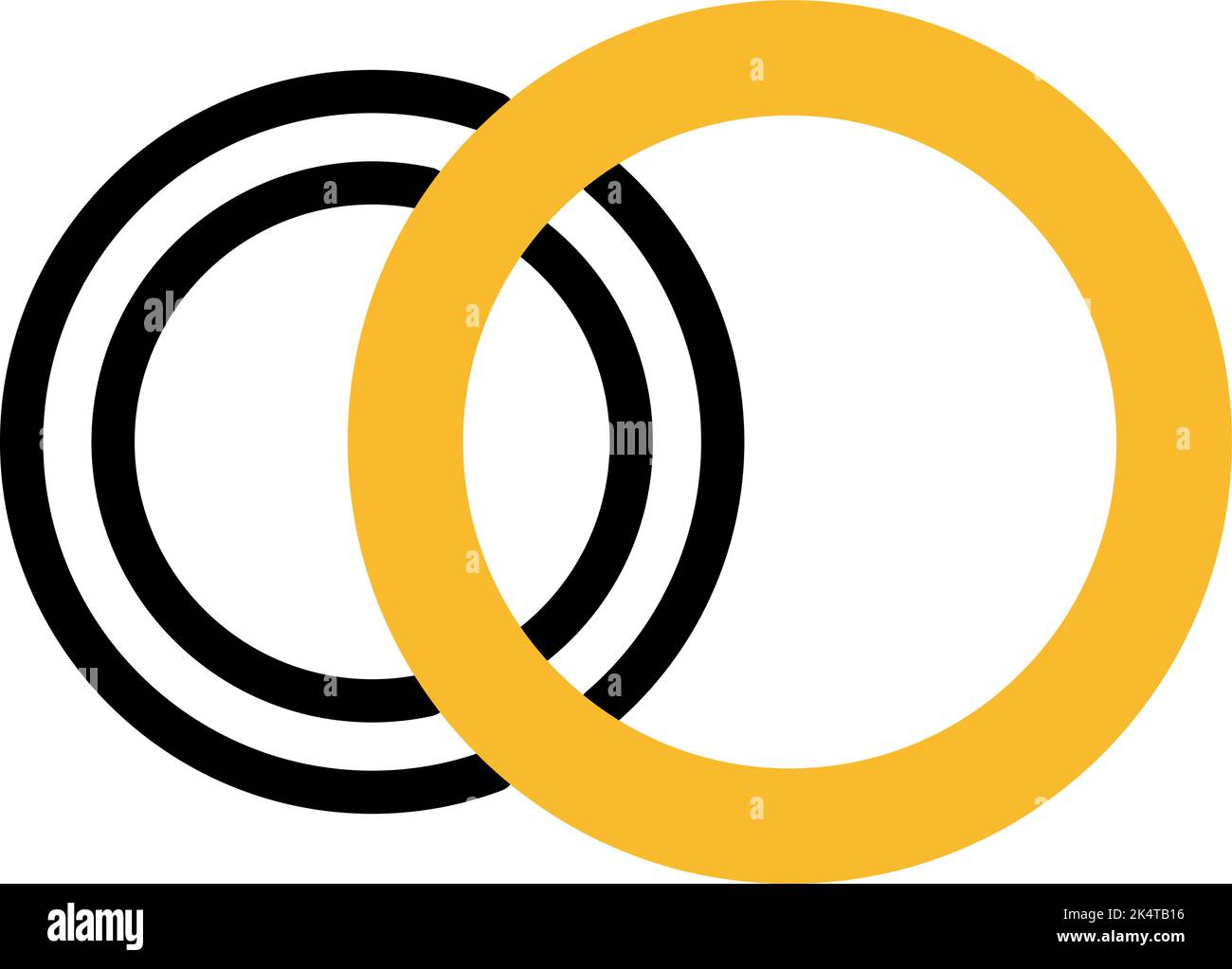 Hochzeit Hochzeitsbänder, Illustration, Vektor auf weißem Hintergrund. Stock Vektor