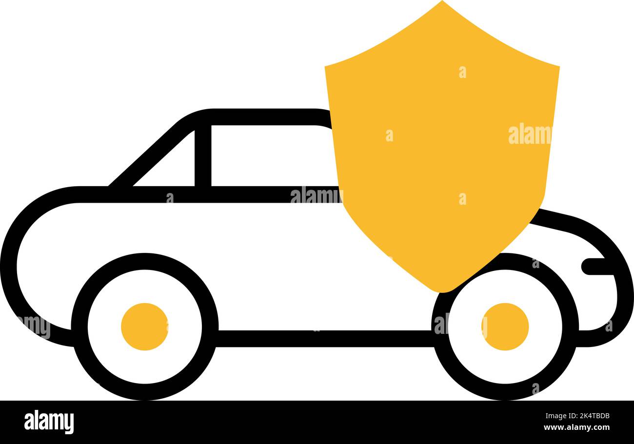 Kfz-Versicherung, Illustration, Vektor auf weißem Hintergrund. Stock Vektor
